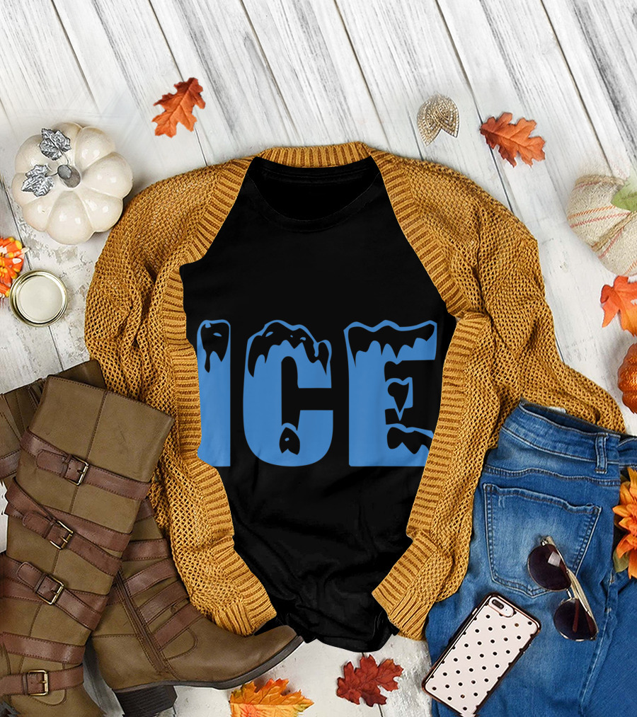 Fire and Ice Frozen Lettering T-Shirt