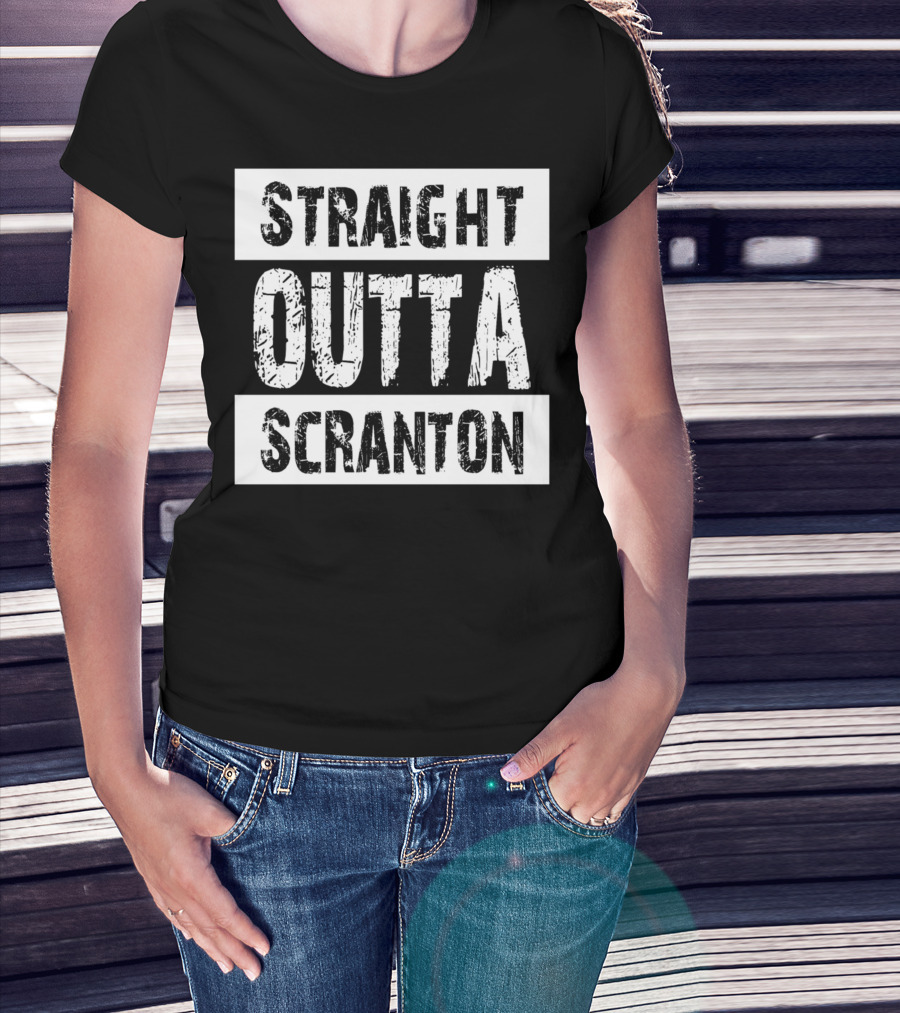Straight Outta Scranton The Office Inspired Text T-Shirt