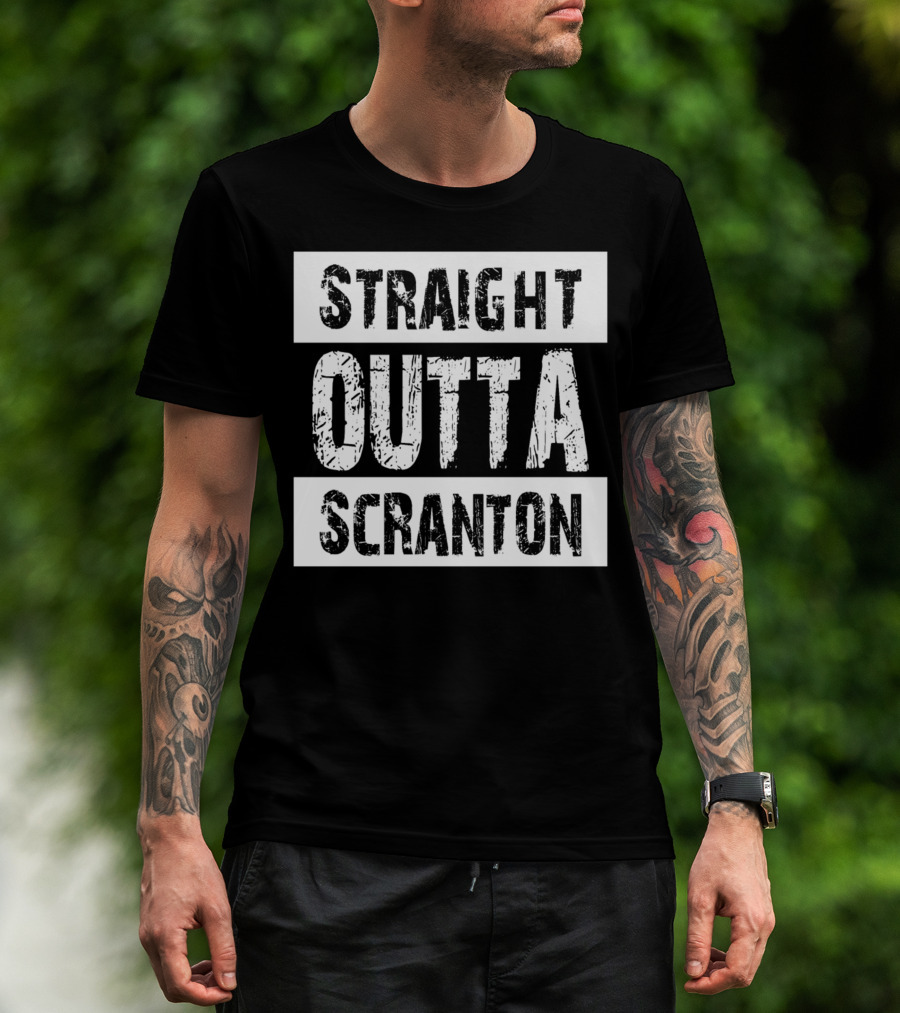 Straight Outta Scranton The Office Inspired Text T-Shirt