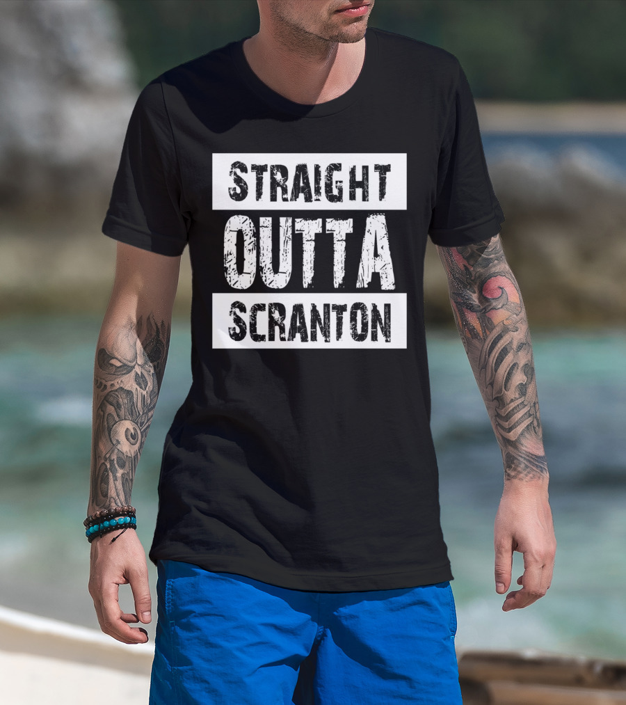 Straight Outta Scranton The Office Inspired Text T-Shirt