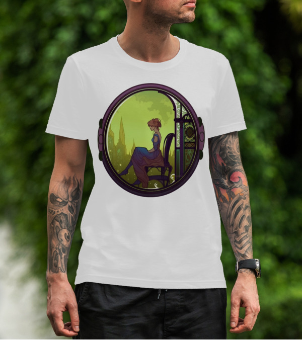 Thoughtful Rest In Tranquil Art Nouveau Serenity T-Shirt