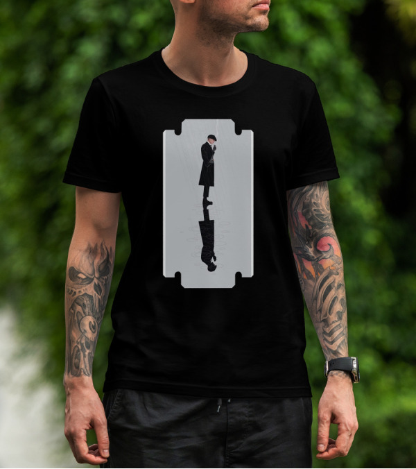 Thomas Shelby Reflective Razor Blade Shadow Image T-Shirt