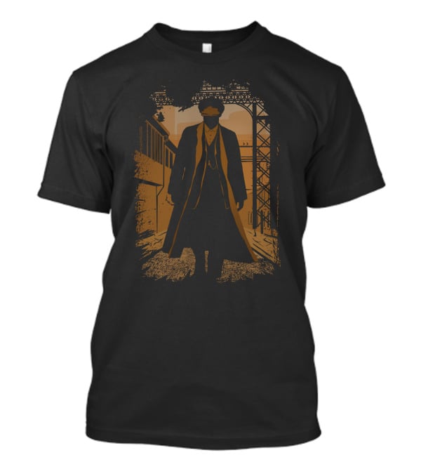 Thomas Shelby Iconic Coat Under Industrial Archway T-Shirt