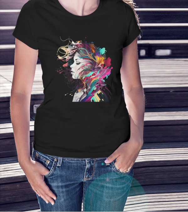 Colorful Abstract Beauty Girl Vibrant T-Shirt
