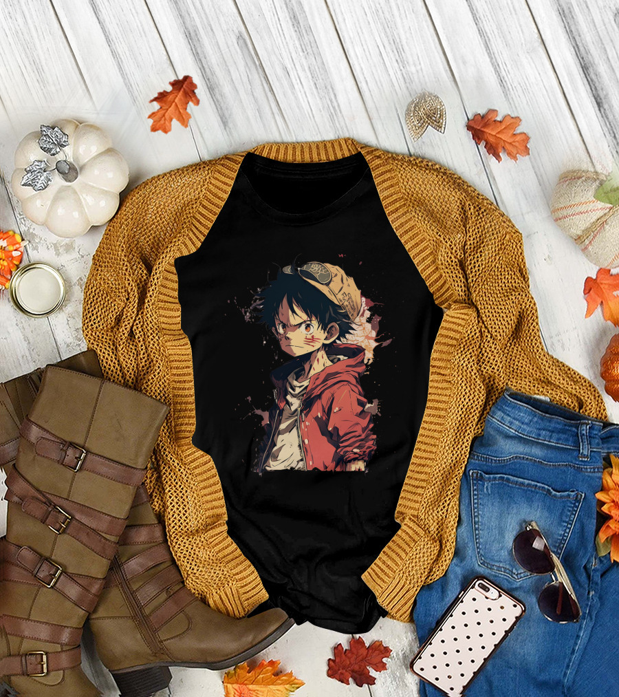 Luffy Kid One Piece Straw Hat Red Jacket Character T-Shirt