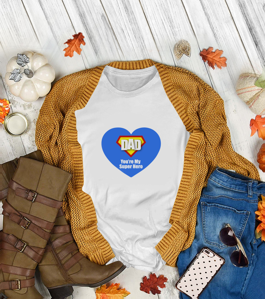 Dad You're My Super Hero Heart Badge T-Shirt