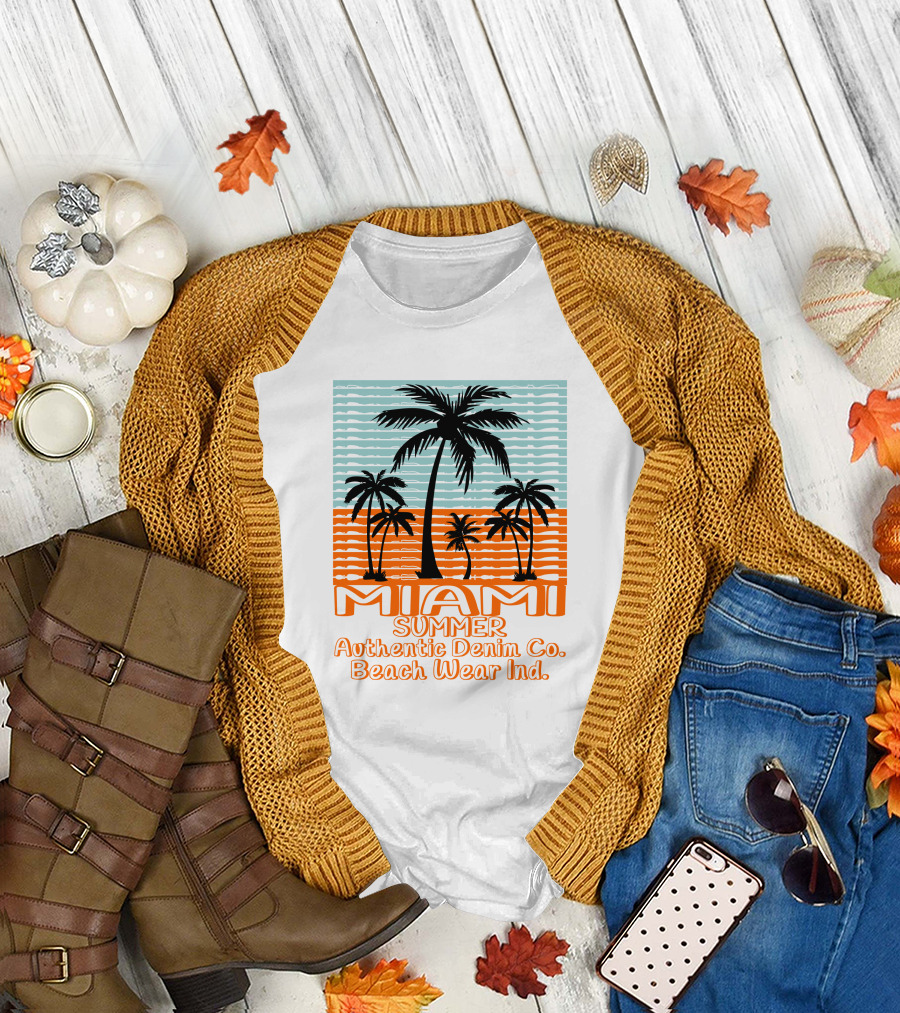 MIAMI SUMMER Authentic Denim Co. Beach Wear Ind T-Shirt