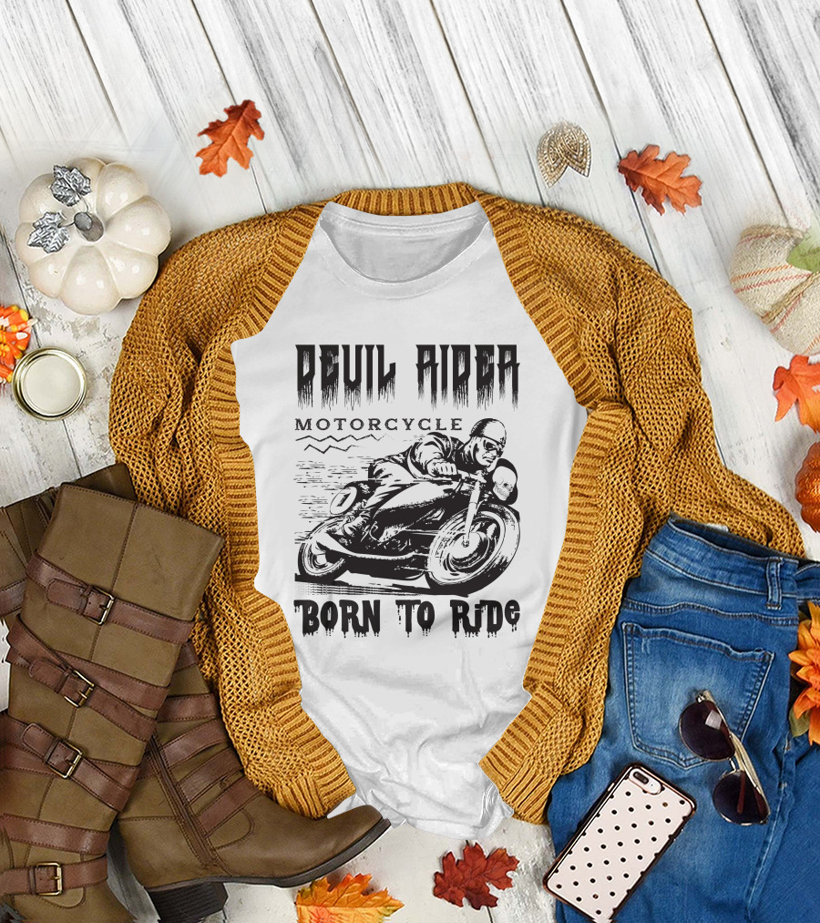 Devil Rider Motorcycle Born to Ride T-Shirt