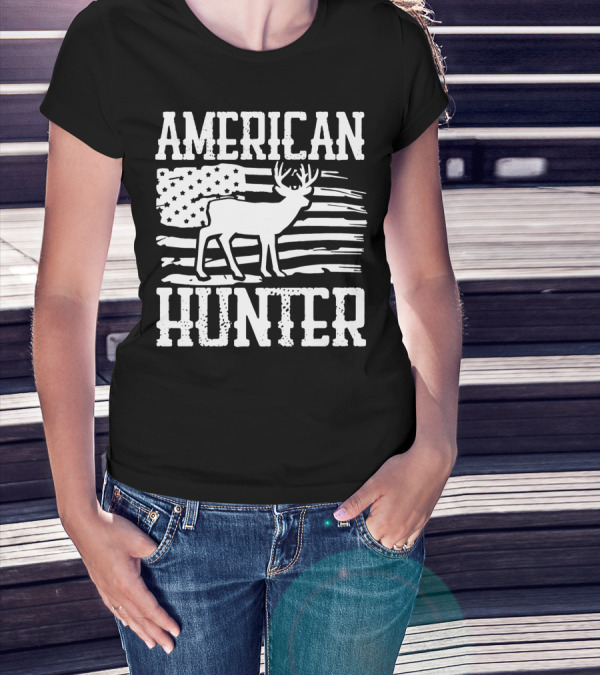 American Flag American Hunter Patriot Party Decor Usa T-Shirt