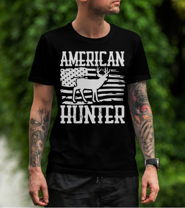 American Flag American Hunter Patriot Party Decor Usa T-Shirt