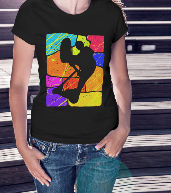 Awesome Scooter Teens Colorful Silhouette Adventure T-Shirt