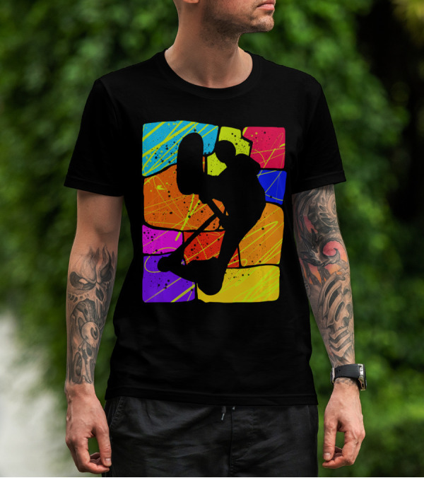 Awesome Scooter Teens Colorful Silhouette Adventure T-Shirt