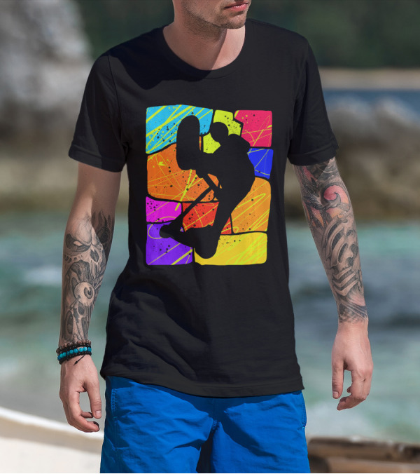 Awesome Scooter Teens Colorful Silhouette Adventure T-Shirt