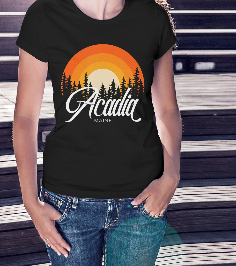 Acadia Maine Sunset Forest Adventure In National Park T-Shirt