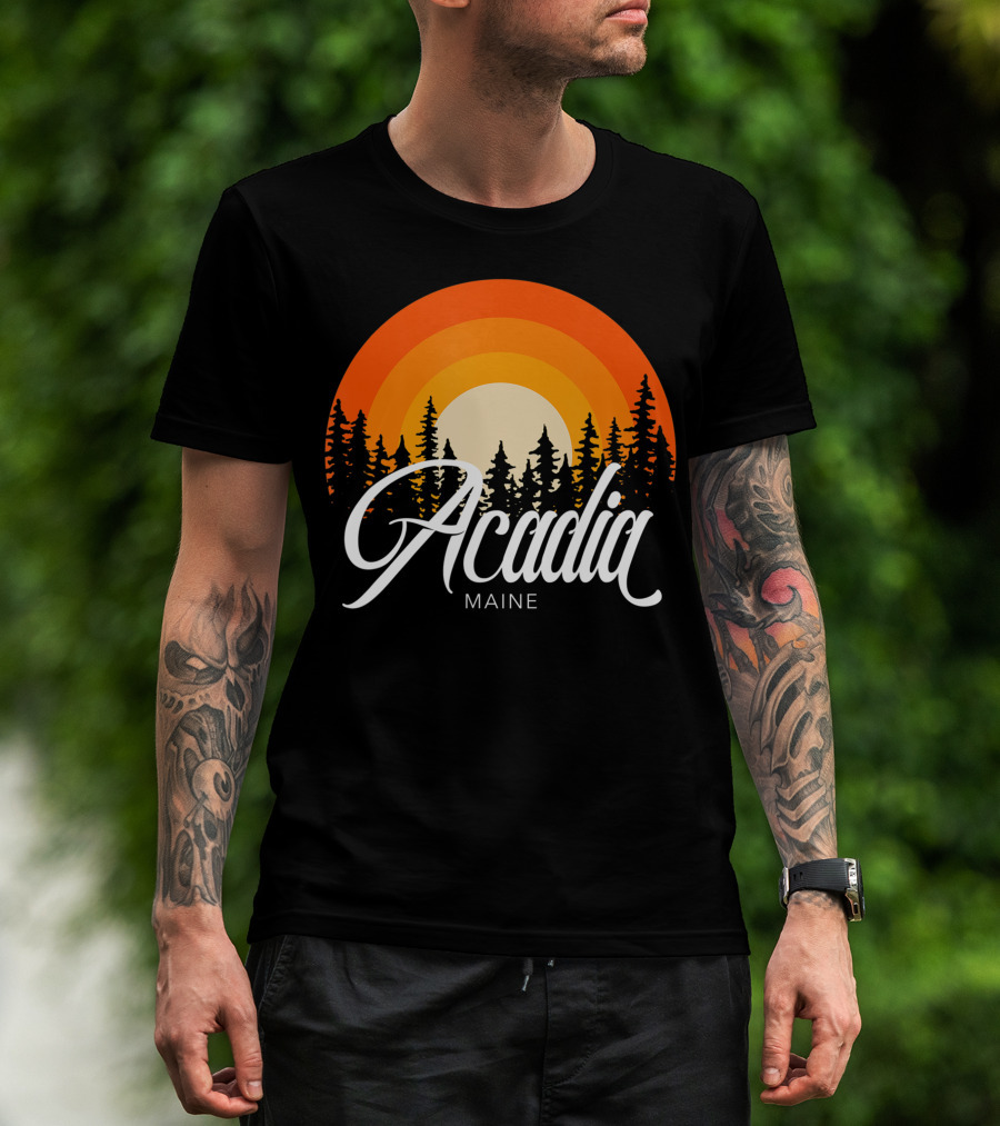 Acadia Maine Sunset Forest Adventure In National Park T-Shirt