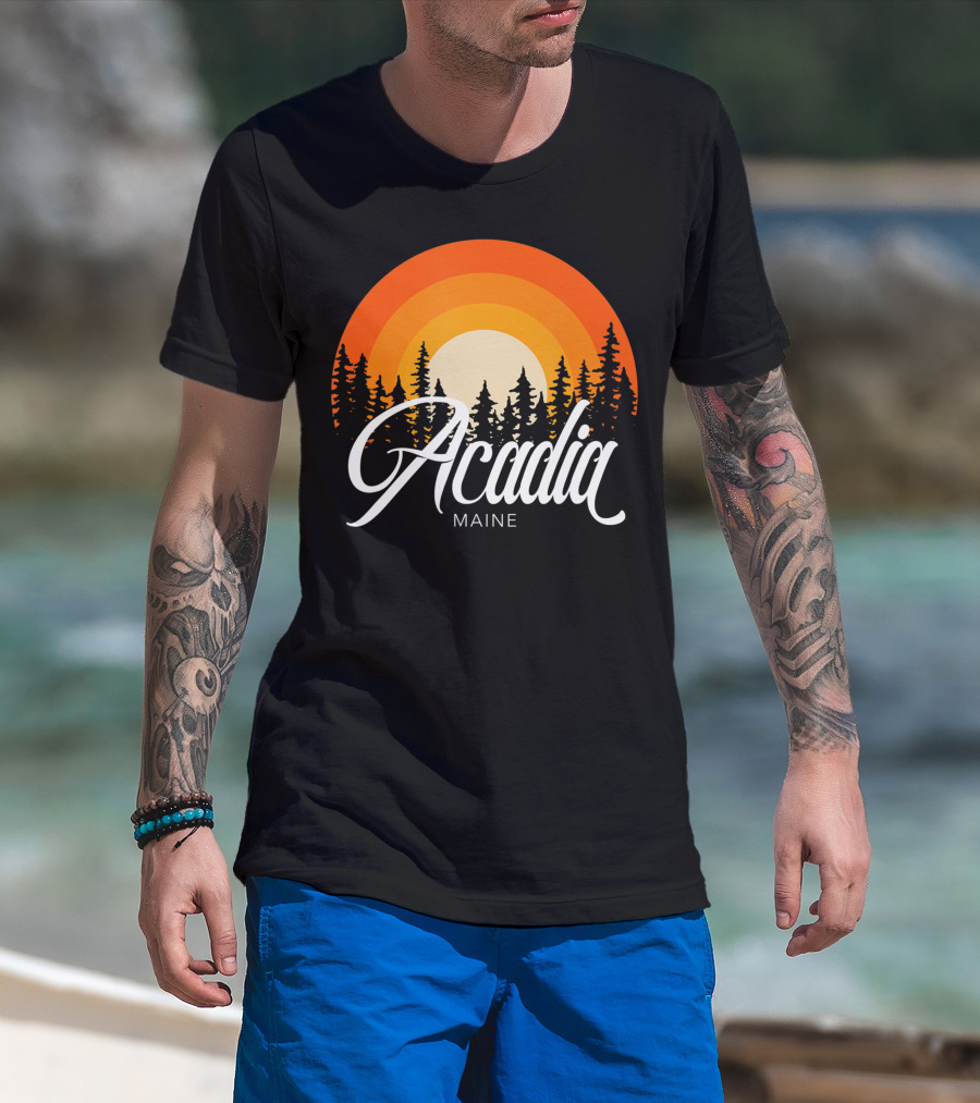 Acadia Maine Sunset Forest Adventure In National Park T-Shirt