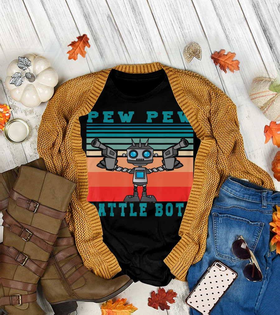 Pew Pew Battle Bots Robot Fighting Combat T-Shirt
