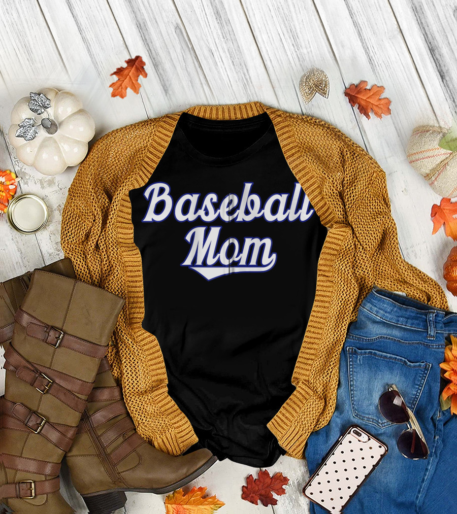 Classic Baseball Mom Swooping Text T-Shirt