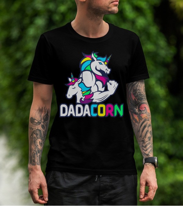Dadacorn Unicorn Dad Muscle Rainbow Magic T-Shirt