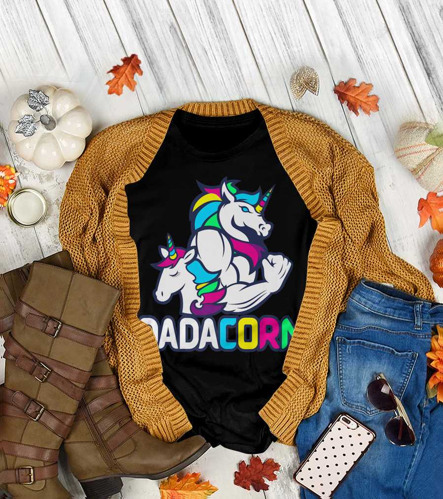 Dadacorn Unicorn Dad Muscle Rainbow Magic T-Shirt