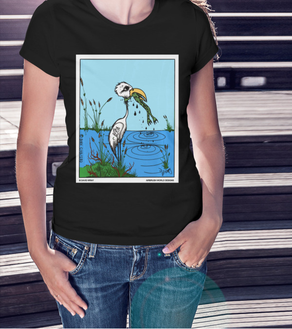 Dont Give Up Frog Bird Inspirational Cartoon By Airbrush World T-Shirt
