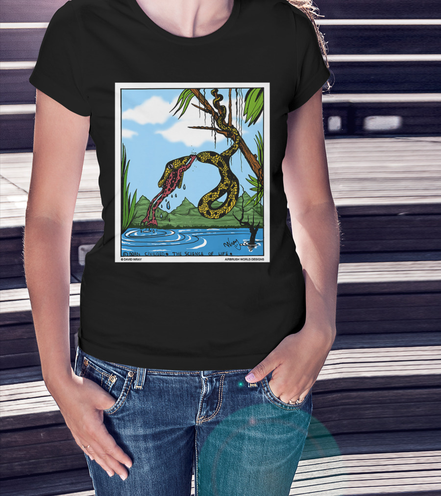 Born Civilized The Science Of Life Dont Give Up Frog Snake Reptile T-Shirt