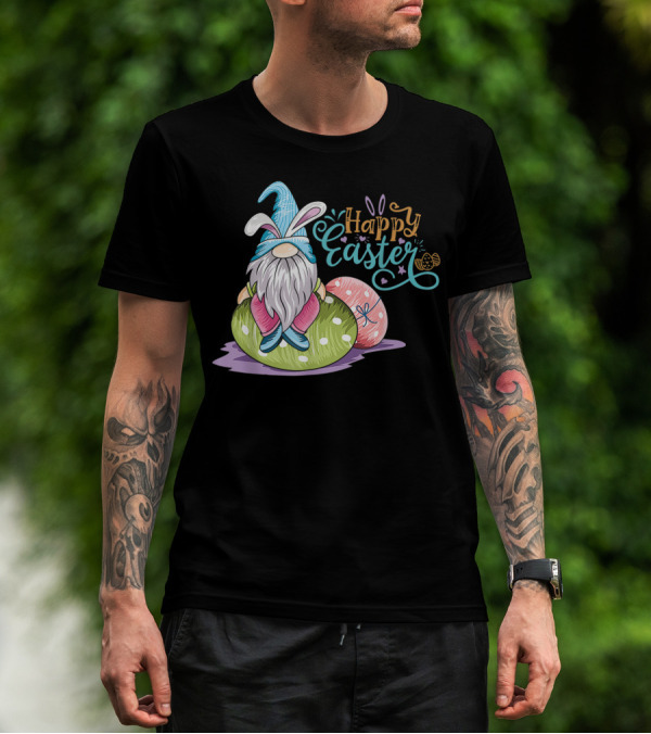 Happy Easter Gnome On Colorful Eggs T-Shirt