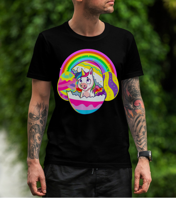 Easter Unicorn Rainbow Cute Eggs Birthday Girls T-Shirt