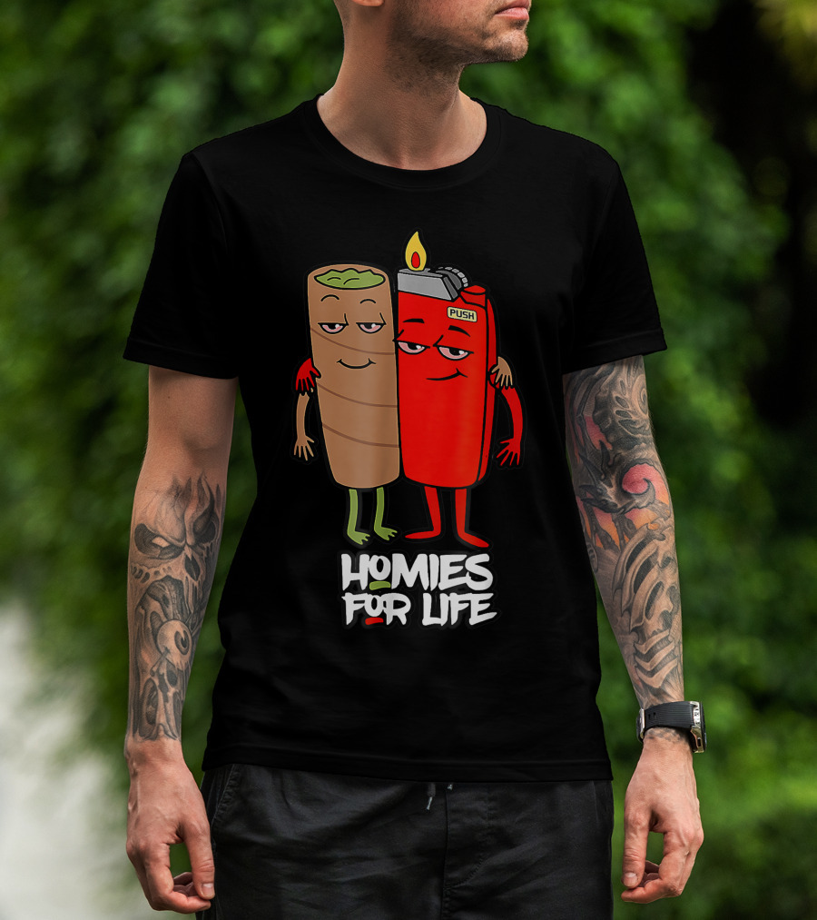 Homies For Life Weed Hugs Blunt Lighter Duo T-Shirt