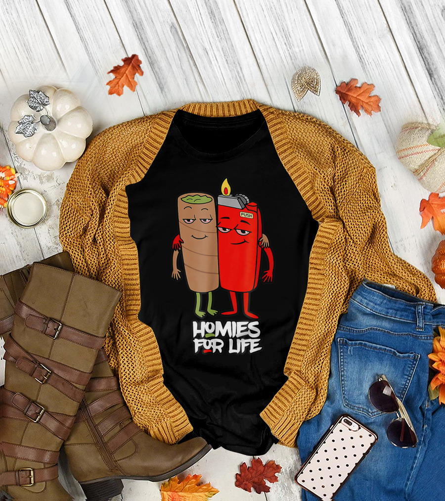 Homies For Life Weed Hugs Blunt Lighter Duo T-Shirt