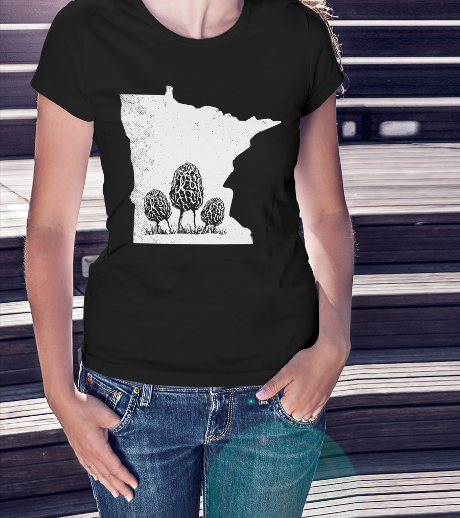 Minnesota Morel Mushroom Hunting Foraging Shrooming Hunter State Map T-Shirt
