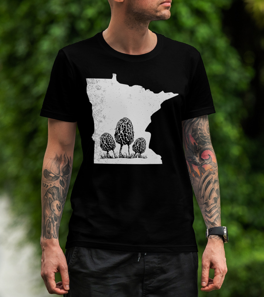 Minnesota Morel Mushroom Hunting Foraging Shrooming Hunter State Map T-Shirt