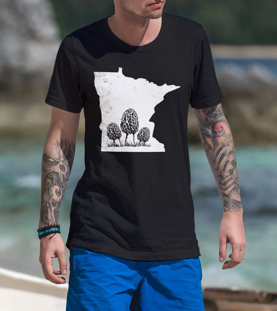 Minnesota Morel Mushroom Hunting Foraging Shrooming Hunter State Map T-Shirt