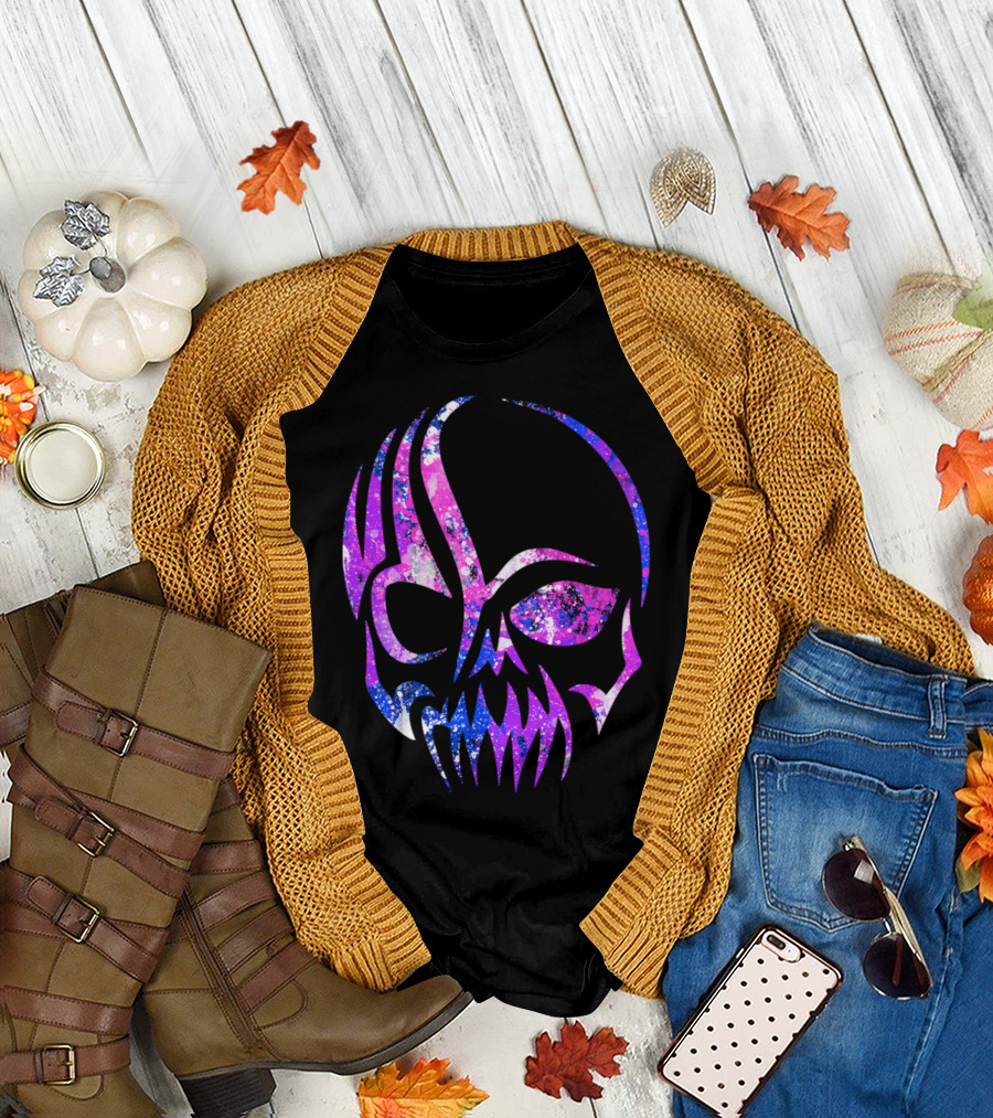 Purple Blue Skull Alien Aesthetic Video Games T-Shirt