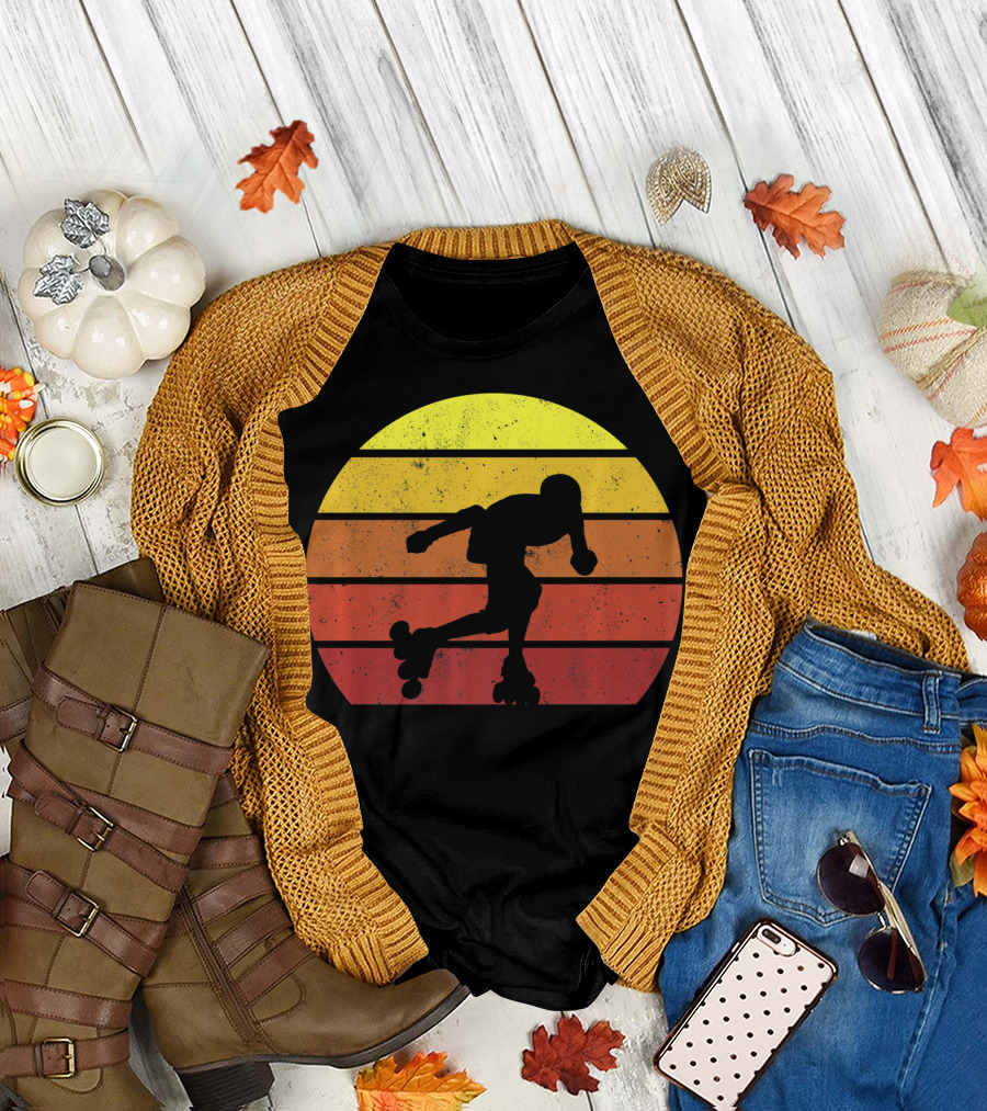Retro Roller Skating Silhouette 70s 80s T-Shirt