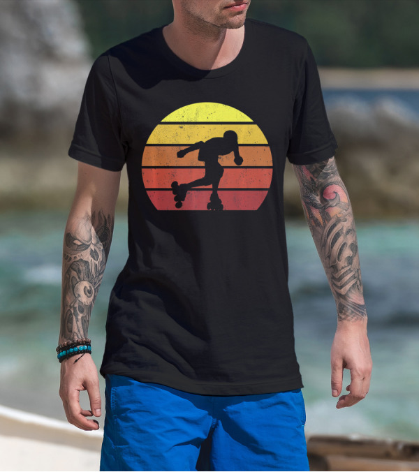 Retro Roller Skating Silhouette 70s 80s T-Shirt