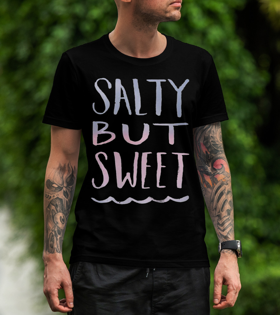Salty But Sweet Pastel Gradient Text With Wave Line T-Shirt