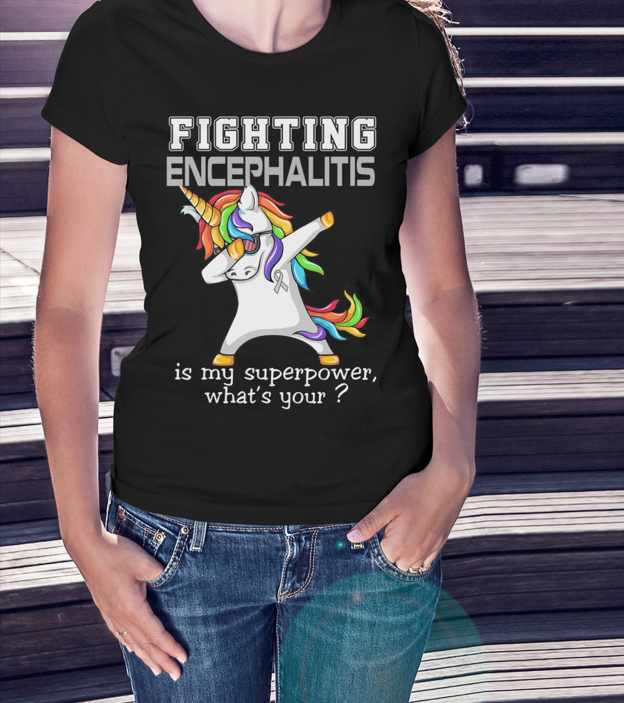 Fighting Encephalitis Unicorn Superpower Awareness T-Shirt