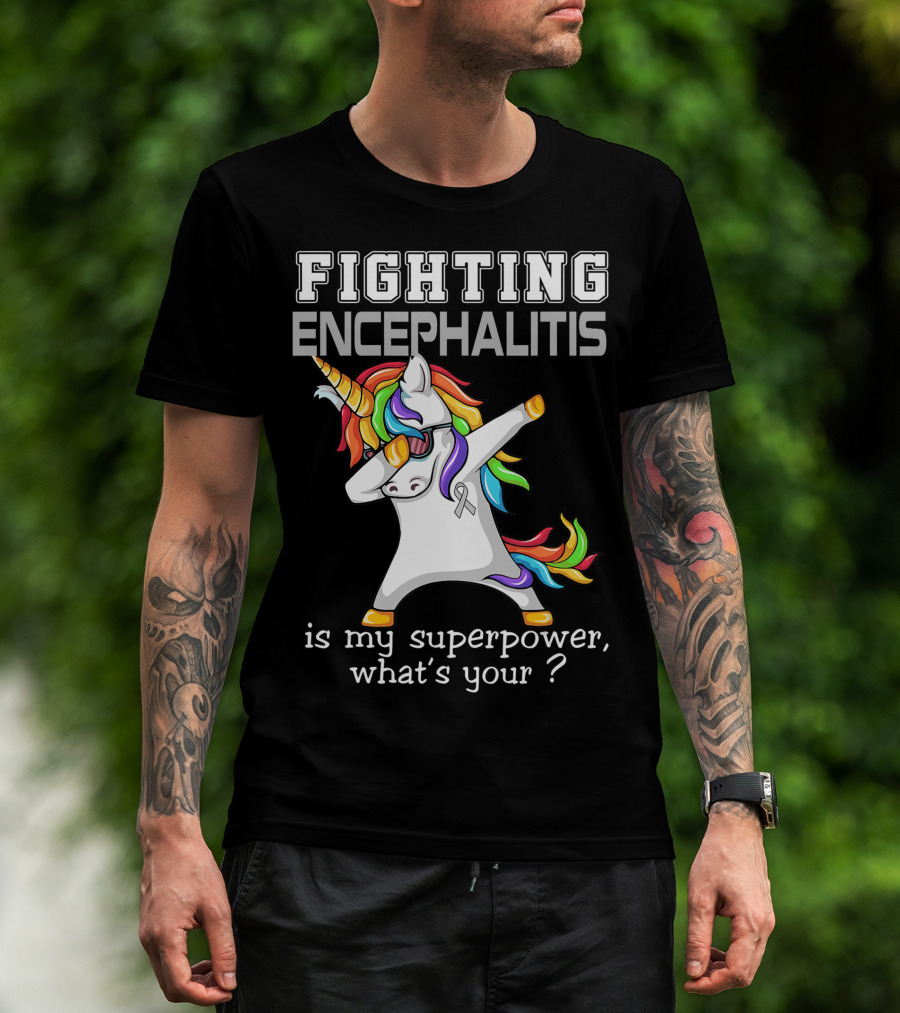 Fighting Encephalitis Unicorn Superpower Awareness T-Shirt