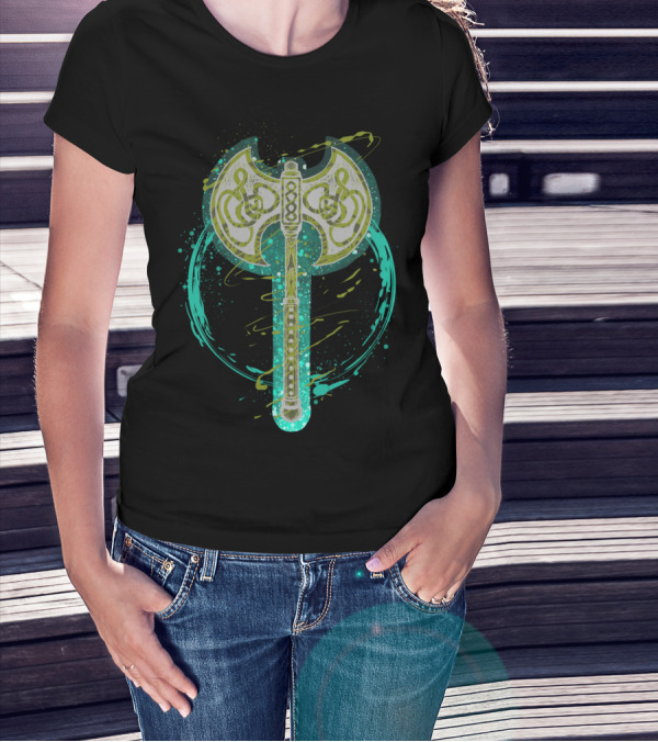 Viking Odin Norse Battle Axe Symbol With Knotwork T-Shirt