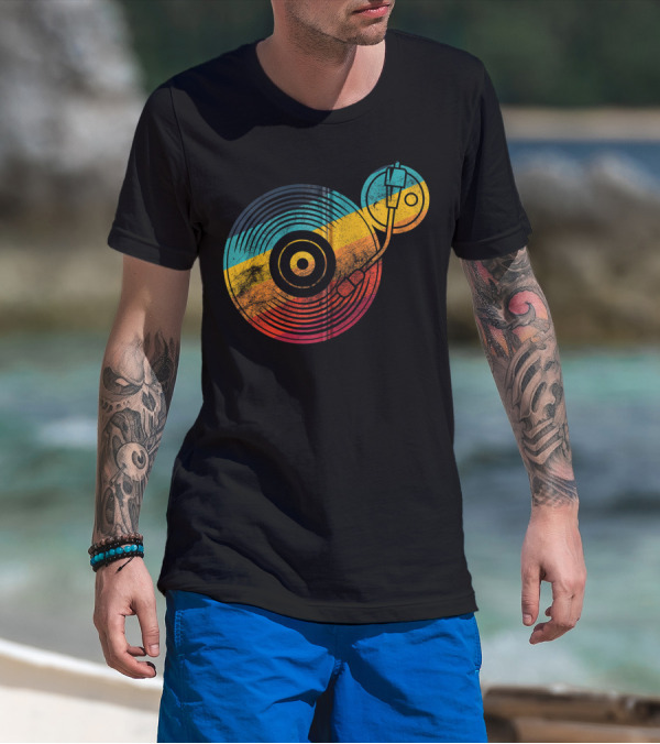 Vintage Vinyl Turntable DJ Musician LP Records T-Shirt