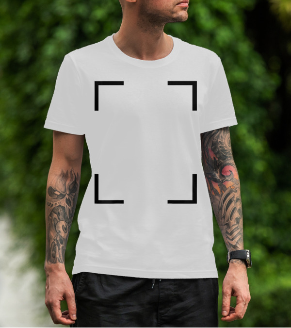 Art Frame Empty Corners Minimalist Black Square T-Shirt