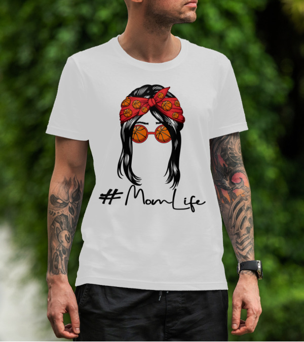 MomLife Basketball Mom Messy Bun T-Shirt