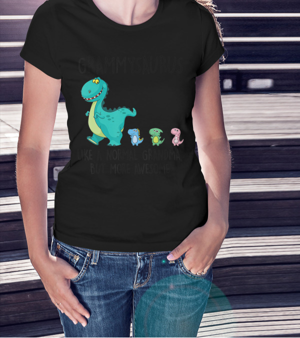 Grammysaurus Like A Normal Grandma But More Awesome Colorful Dinosaur Family T-Shirt