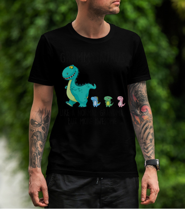 Grammysaurus Like A Normal Grandma But More Awesome Colorful Dinosaur Family T-Shirt