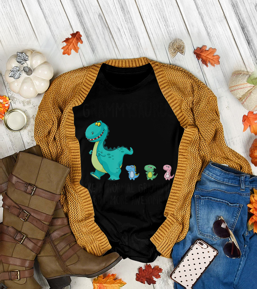 Grammysaurus Like A Normal Grandma But More Awesome Colorful Dinosaur Family T-Shirt