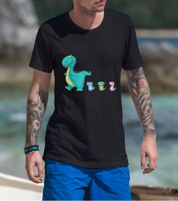 Grammysaurus Like A Normal Grandma But More Awesome Colorful Dinosaur Family T-Shirt