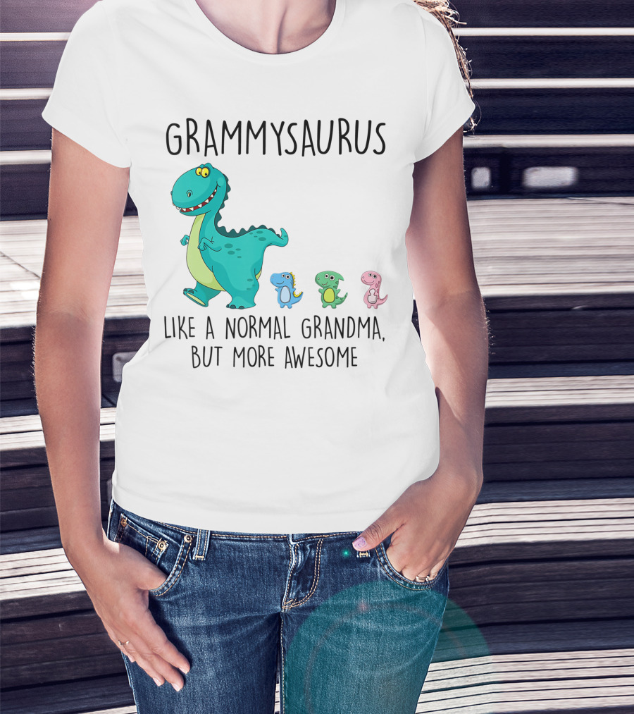Grammysaurus Like A Normal Grandma But More Awesome Colorful Dinosaur Family T-Shirt