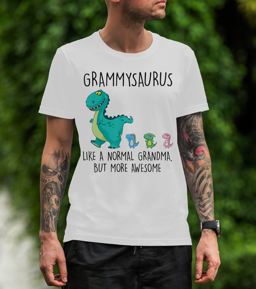 Grammysaurus Like A Normal Grandma But More Awesome Colorful Dinosaur Family T-Shirt