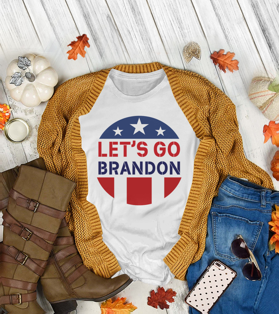 LET'S GO BRANDON Stars and Stripes Icon Flag Motif T-Shirt